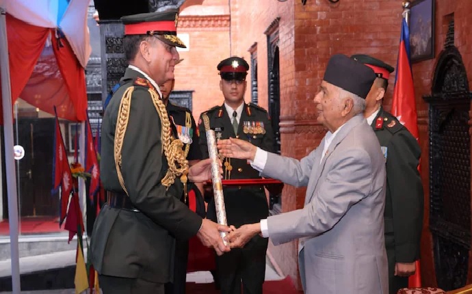 Indian Army Chief General Dhiraj Seth was conferred the Honorary Rank of General of the Nepali Army at Sheetal Niwas in Kathmandu